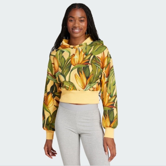 FARM Rio Tops - Farm Rio x Adidas Women’s Tropical Floral Cropped Hoodie